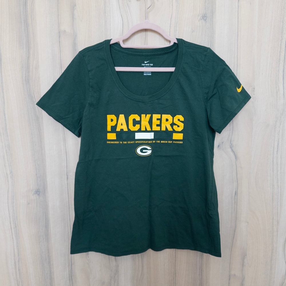 Nike Womens T-Shirt Large Green Packers NFL Graphic Athletic Cut Tee Football
